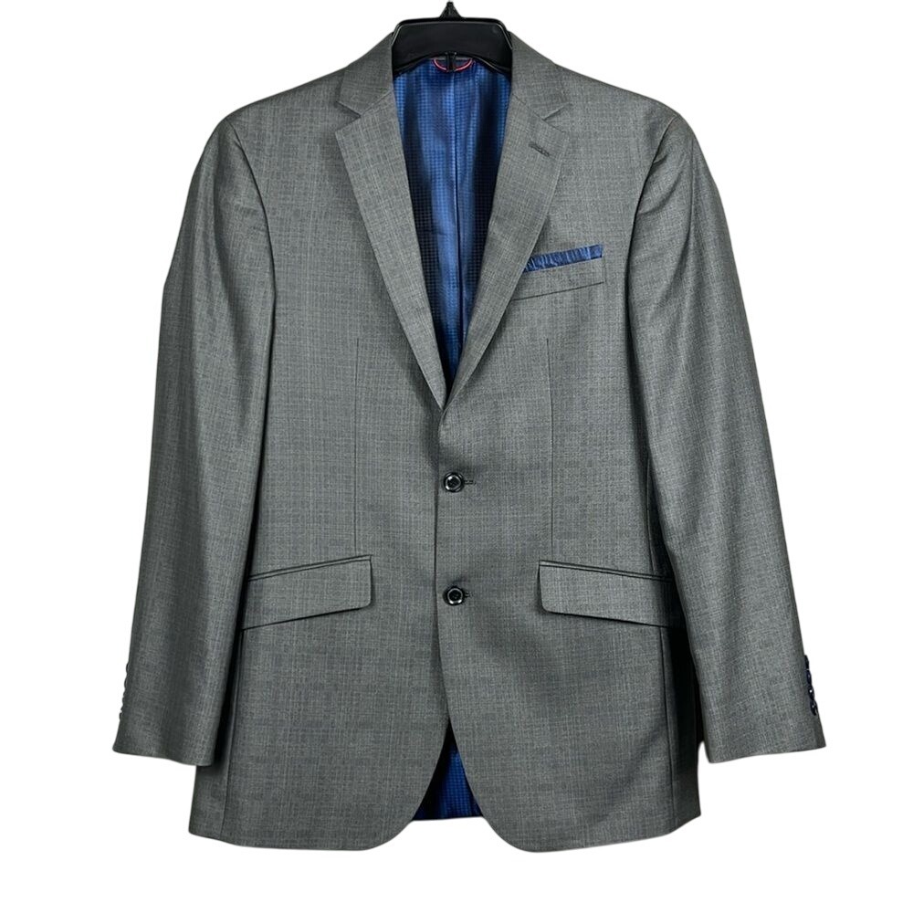 Billy‎ London UK Mens 2 Button Blazer Size 38L Gray Polyester Rayon